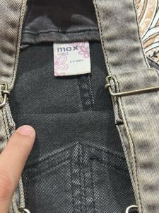 Denim Pinafore Dress with Patches