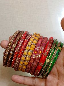 set of colorful embellished y2k bangles