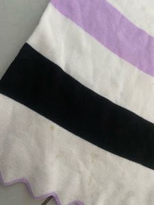 Striped Ruffled Neck Tunic