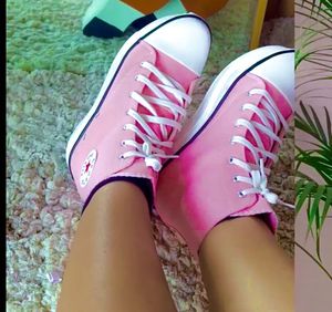 Pink High-Top Platform Sneakers