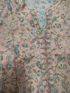 ✨ Elegant Pastel Printed Kurta – XL Size ✨