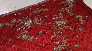 Embellished Red Kurta Set