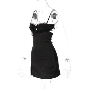 Black Satin Mini Dress