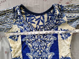 Straight Blue Velvet Kurta