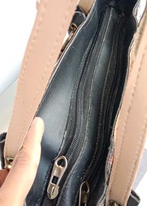 Stylish Colorblock Handbag with Tassel Charm