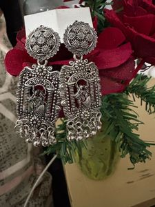 2 Combo Exquisite Oxidized Silver Jhumkas with Dan