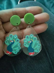 Peacock Acrylic Drop Earrings