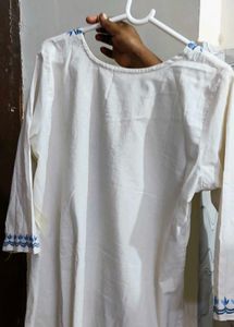 Embroidered White Kurta