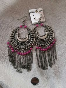 Stylish Black Beaded Hoop Earrings pack of two