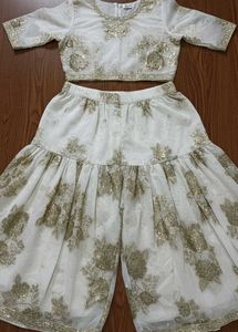 Elegant White &amp; Gold Lehenga Choli Set