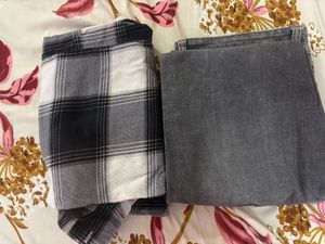 Dark Wash Denim Jeans &amp; Plaid Shirt