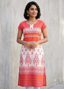 🌸XL Pink Printed Cotton Kurti🩷