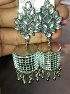 Mirror Jhumka Earrings &amp;Stude