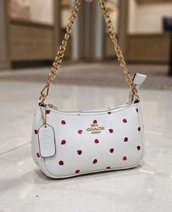 Coach White Strawberry Print Hobo Bag