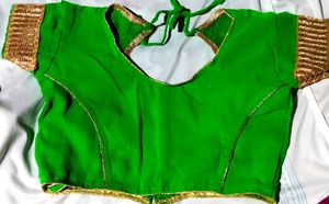 PRINCESS CUT DESVibrant Green Blouse with Gold TRI