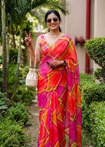 Vibrant Printed Georgette Saree