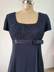 Elegant Navy Blue Lace Gown