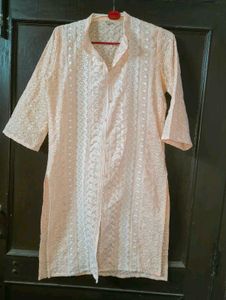 Peach Chikankari Kurta