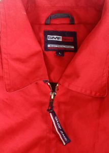 Men's Red Zip-Up Casual Jacket