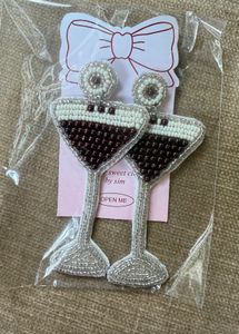 Beaded Martini Glass Earrings