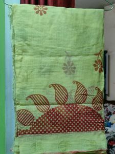 Beautiful Yellow Saree with Red Motifs