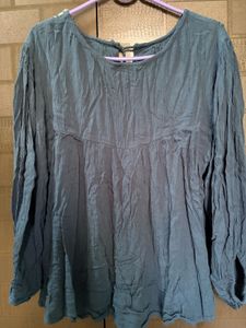 Teal / navy blue color Boho Tunic Top with Tassel