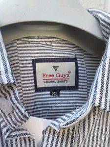 New with tag Korean Casual Striped Button-Up Shirt