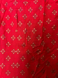 Vibrant Red Printed Sleeveless Kurta