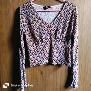 Velvet Patterned Long Sleeve Top/blouse