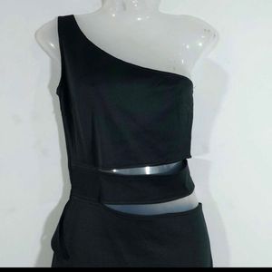 DATE PERFECT Black Chic One-Shoulder Mini Dress