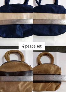 4 Pcs Handbag Set with Pouch &amp; Cloth – Stylish Pre