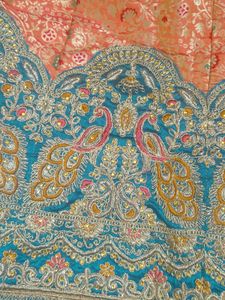 Exquisite Orange &amp; Teal Embroidered Lehenga