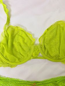 Neon Lace Bra and Panty Set