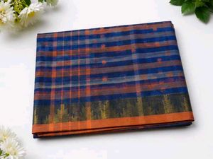Elegant Blue Plaid Saree