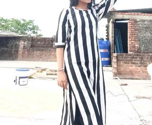 Stylish Black & White Striped Kurta