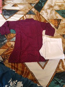 Maroon Embroidered Kurta