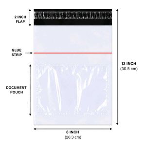 100 PCS Poly Mailers 8x12 Inch with POD Pocket – W