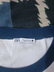 White Ribbed Ringer Tee
