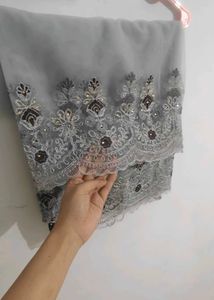 Elegant Embroidered Gray Ethnic Dress