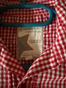Red Gingham Short Sleeve Button up Shirt