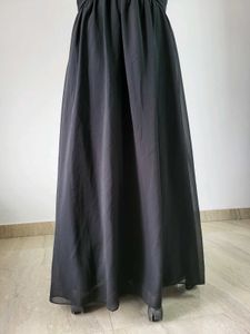 Elegant Black V-Neck Floor-Length Dress  Bust  44