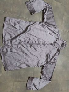 Satin Button-Down Shirt