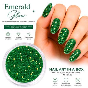 Emerald Glow Green Nail Art Mirror Rhinestones