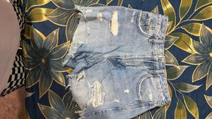 Distressed Denim Shorts and crop top combo