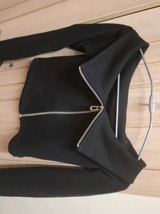 Black Cropped Zip-Up Jacket