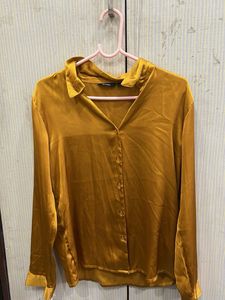 Silky Mustard Yellow Button-Up Shirt