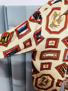 Unique Vintage Print Button-Up Shirt