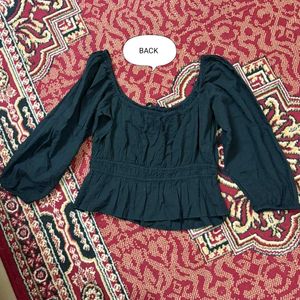 Mango Black Peplum Top