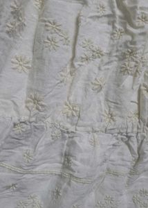 Cream Embroidered Square Neck Top