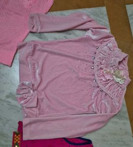 3 Pink tops with variety of work